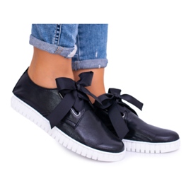Butmil Sneakers Loop da donna in pelle nera nero