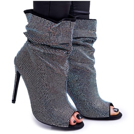 Stivali da donna con tacco alto Lu Boo Strass Bande nere nero