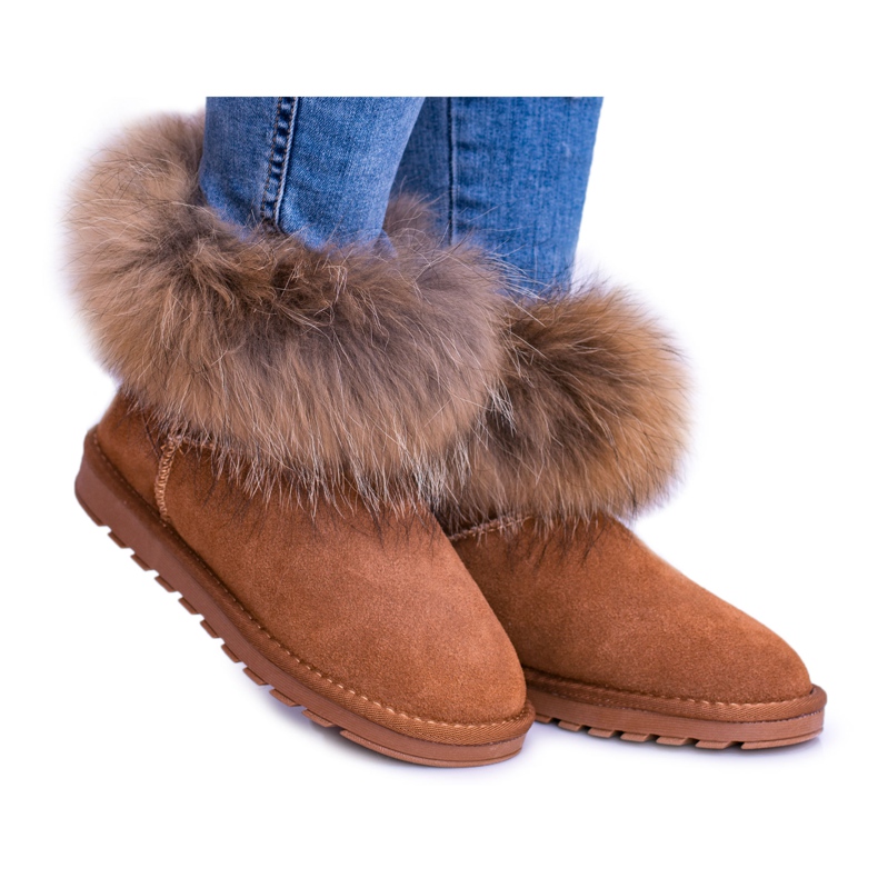 HAN Stivali Da Neve In Pelle Da Donna Mukluki Con Pelliccia Snow Fox marrone