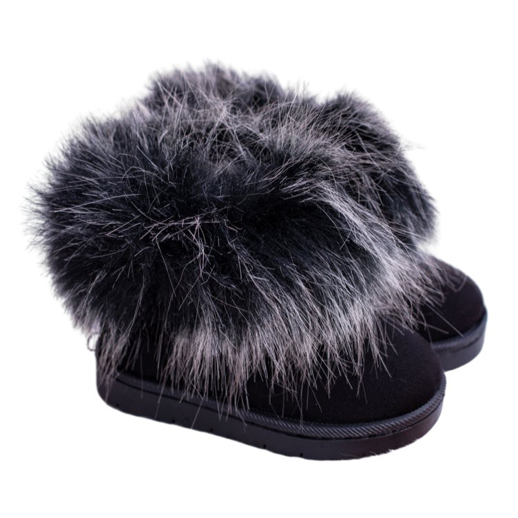 FRROCK Stivali Da Neve Per Bambini Con Pelliccia Nera Piccola Volpe nero