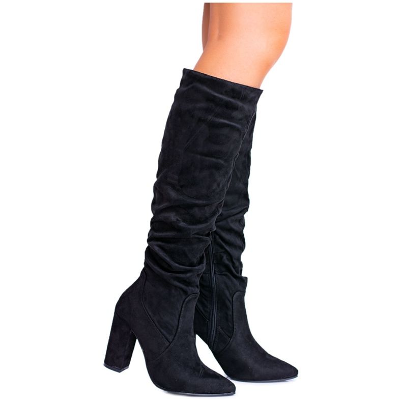 HAN Stivali da donna con tacco alto in camoscio nero Nightcall