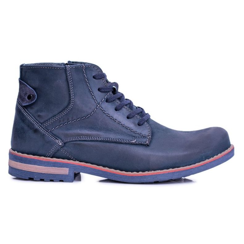 Stivali in pelle da uomo con cerniera Komodo 731 blu navy