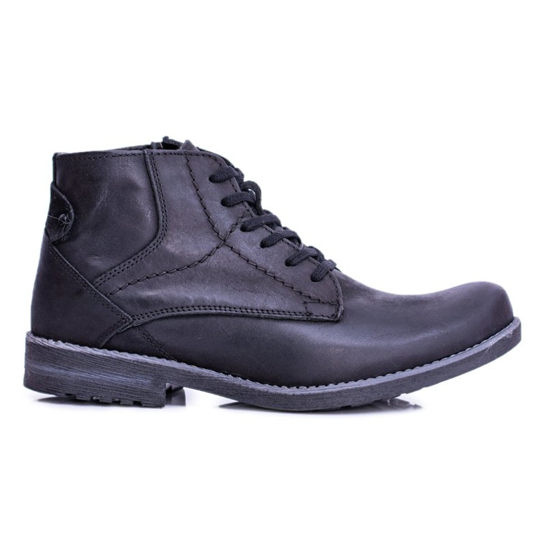 Stivali in pelle da uomo con cerniera Warm Black Komodo 731 nero