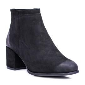 Stivali da donna in pelle nera con tacco Nicole nero
