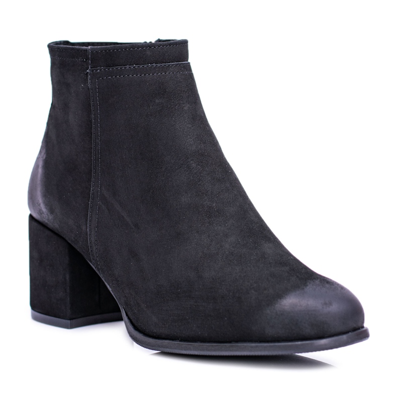 Stivali da donna in pelle nera con tacco Nicole nero