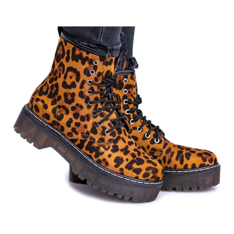 FRID Stivali Alti Da Donna Con Motivo Leopardo Grande marrone