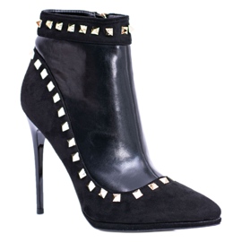 Stivali da donna su un tacco alto Spikes Black Linden Studs nero