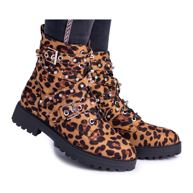 Stivali Alti Da Donna Con Motivo Leopardo Albere marrone