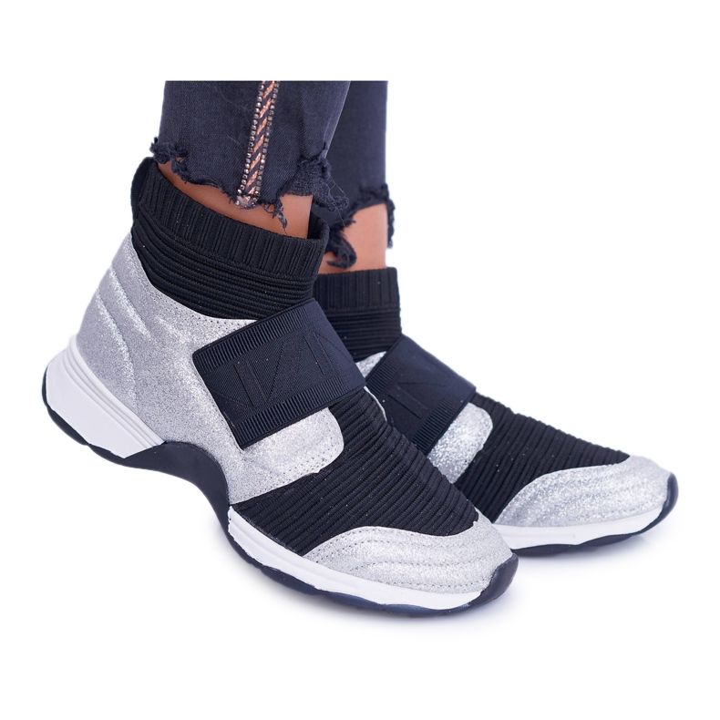 Scarpe Sportive da Donna Lu Boo Con Calzino Argento Glitter Phantom nero grigio multicolore