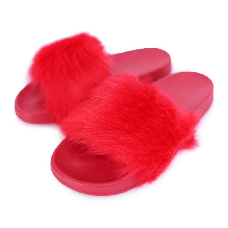 Pantofole Da Donna Con Pelliccia Rosso Pelliccia