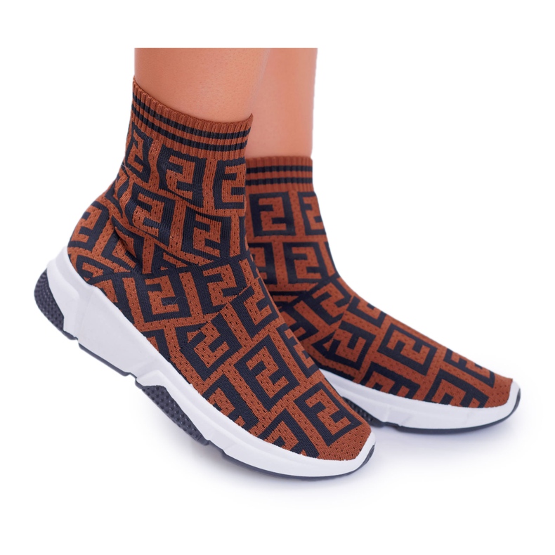 Scarpe Sportive da Donna Calza Alta Marrone Press