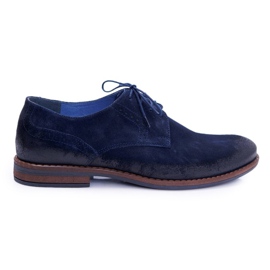 Scarpe brogue da uomo casual in pelle Nikopol Navy Blue Lajos blu navy