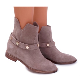 Stivali Bassi Donna Laura Messi 1890 Pelle Scamosciata Beige Darmah
