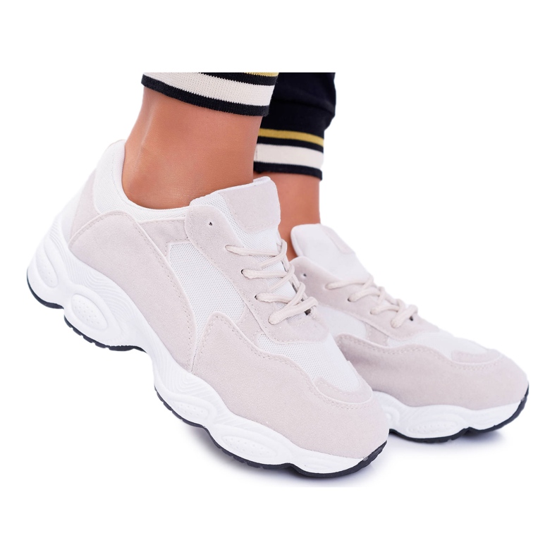 NFR Scarpe Sportive Donna Camoscio Beige e Bianco Lollipop bianca marrone