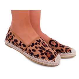 NFR Espadrillas da donna in pelle scamosciata leopardate Jungle marrone