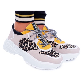 NFR Scarpe Sportive Donna Suola Alta Leopard Chillout beige giallo