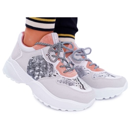 NFR Scarpe Sportive da Donna Suola Alta Pelle di Serpente Rosa Chillout grigio
