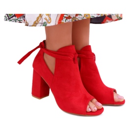 Vinceza Sandali con stivaletti rossi su una barra Open Toes Grigi rosso