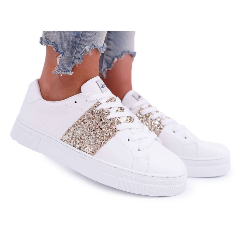 FRANA Scarpe Sportive Donna Oro Glitter Bianche Campare bianca