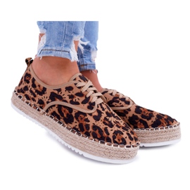 HAN Espadrillas da donna stringate in camoscio leopardate MyShoes marrone