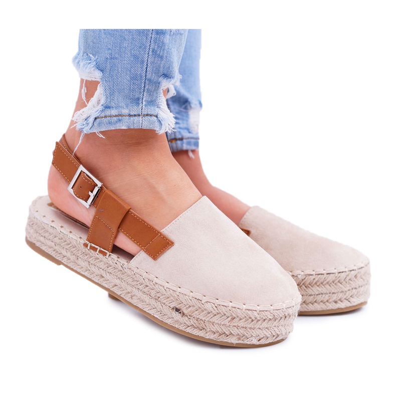 NFR Espadrillas da donna in camoscio su piattaforma parteno beige