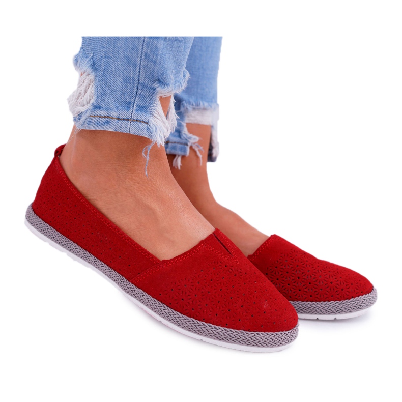 S.Barski Espadrillas Donna Pelle Scamosciata Rosso Bimbo
