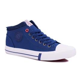 Cross Jeans Sneakers Uomo In Tessuto Jeans Incrociato Alta Blu Navy DD1R4057