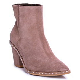 Deoni Stivali da donna in pelle Beige Sonoma