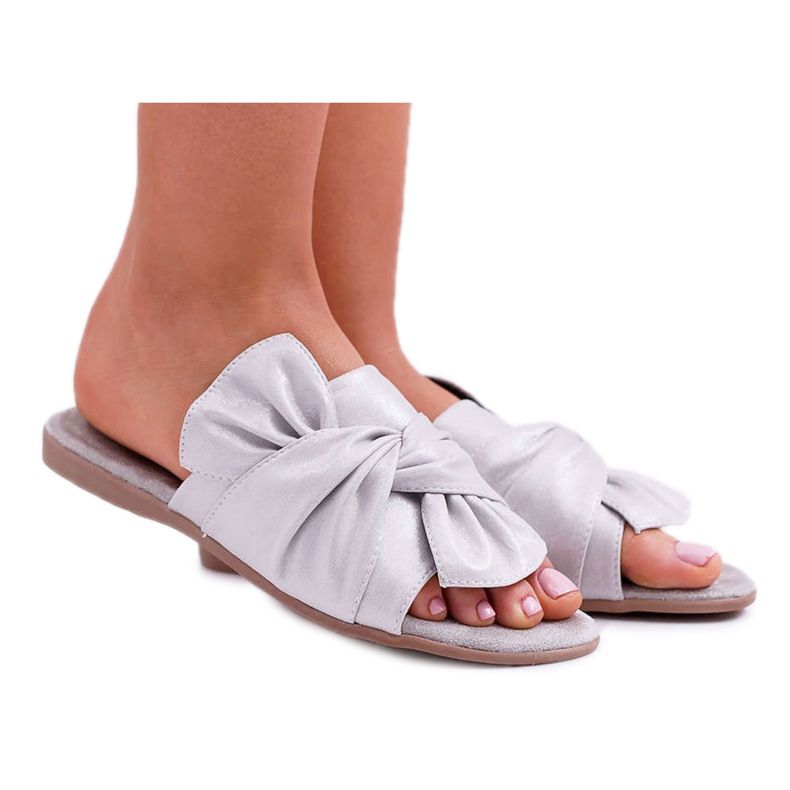 EVE Pantofole da donna con fiocco sul sedile grigio