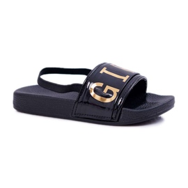 FRROCK Pantofole da bambina per bambina con scritta dorata Girl Star Black Bambi nero