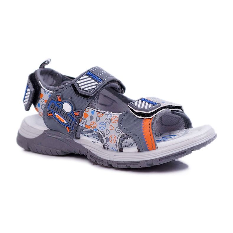 FRROCK Sandali da bambino per ragazzi con velcro Grigio Reksio