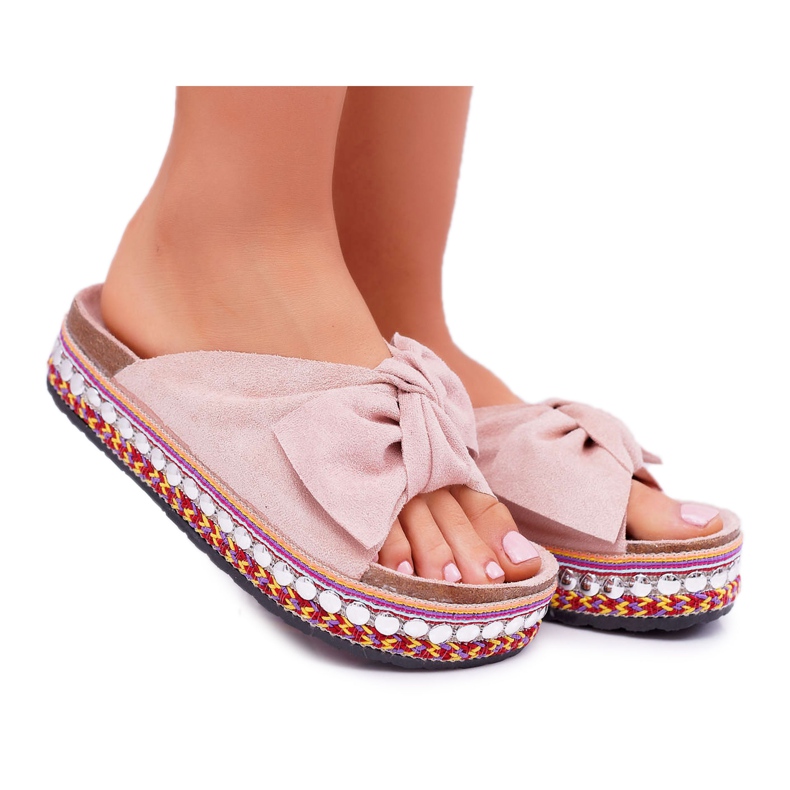 Ciabatte Da Donna Con Suola Spessa Fiocchi Rosa Milady