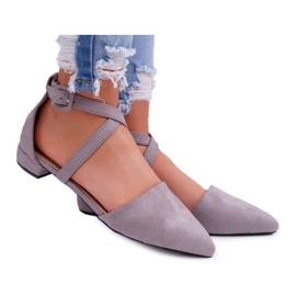 PS1 Ballerine da donna in pelle scamosciata grigie in Spitz Medena grigio