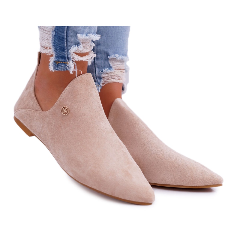 Lu Boo Stivali Con Ritagli Beige Chelsea