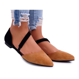 Lu Boo Ballerina In Pelle Scamosciata Cammello Spitz Carana marrone