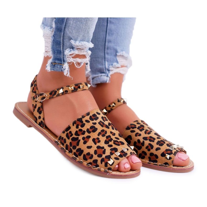 Sandali da donna Lu Boo Suede Leopard Silena marrone