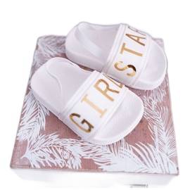 FRROCK Pantofole da bambina con scritta dorata Girl Star White Bambi bianco