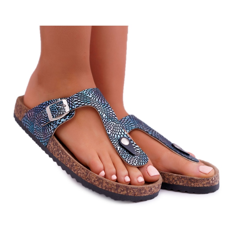 EVE Pantofole Donna Blu Navy Infradito Baisan