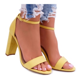 ADY Sandali Donna Con Tacco Camoscio Giallo Anastasie