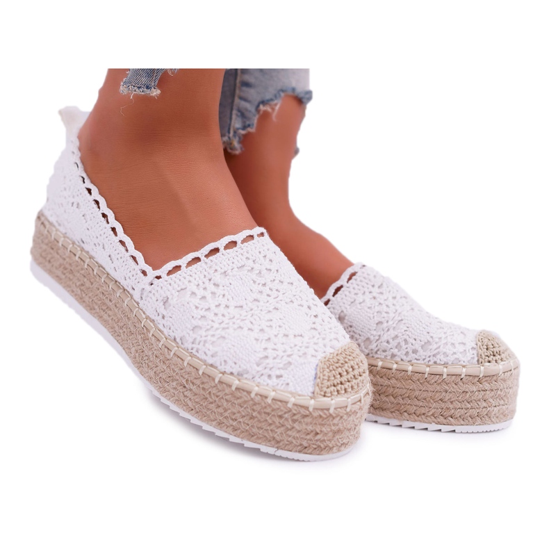 BUGO Espadrillas di pizzo da donna bianche Lovely Haven bianca