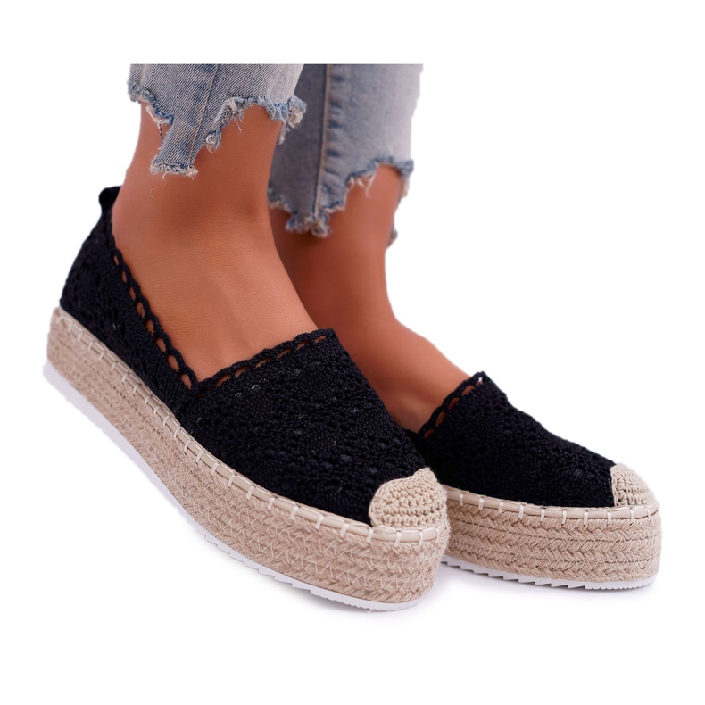 Espadrillas da donna in pizzo nero Lovely Haven