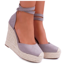 FRBS Sandali da donna con zeppa in lino grigio Canterola