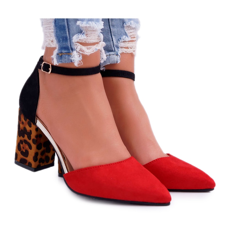 PS1 Décolleté Da Donna Con Tacco Leopardo Rosso Ferri marrone nero