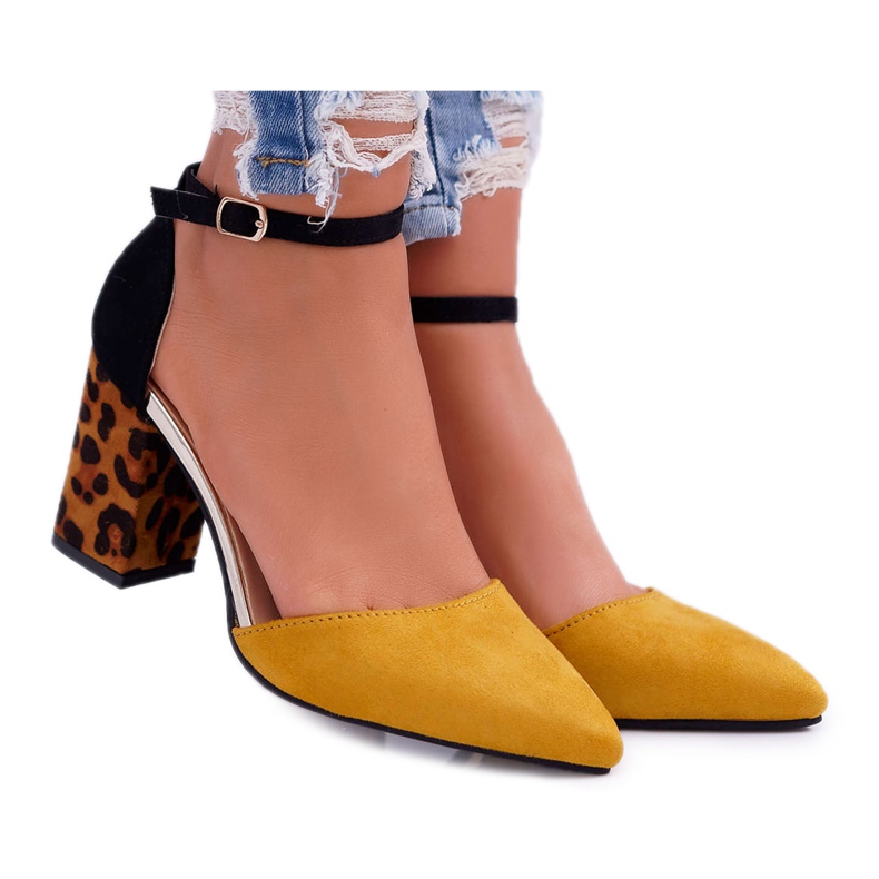PS1 Décolleté Da Donna Con Tacco Leopardato Giallo Ferri marrone nero multicolore
