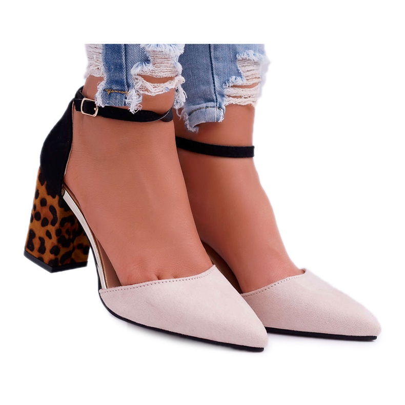 PS1 Décolleté con tacco da donna Leopard Beige Ferri nero multicolore