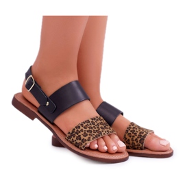 Sandali Donna Maciejka Pelle Leopardo Nero IT001-03/00-0