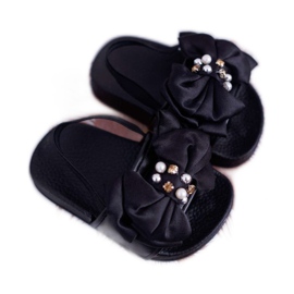 FRROCK Ciabatte Bambina Fiocco Perla Nero Senari