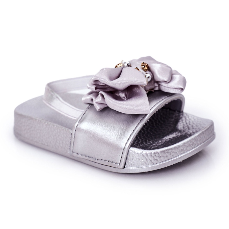 FRROCK Ciabatte Bambina Fiocco Perla Argento Senari grigio