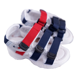 FRROCK Sandali Per Bambini Con Velcro Per Bambina Ragazzo Bianco Fima rosso blu navy