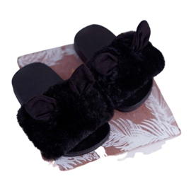 FRROCK Pantofole Per Bambini Con Pelliccia E Danni Nere Thoa nero